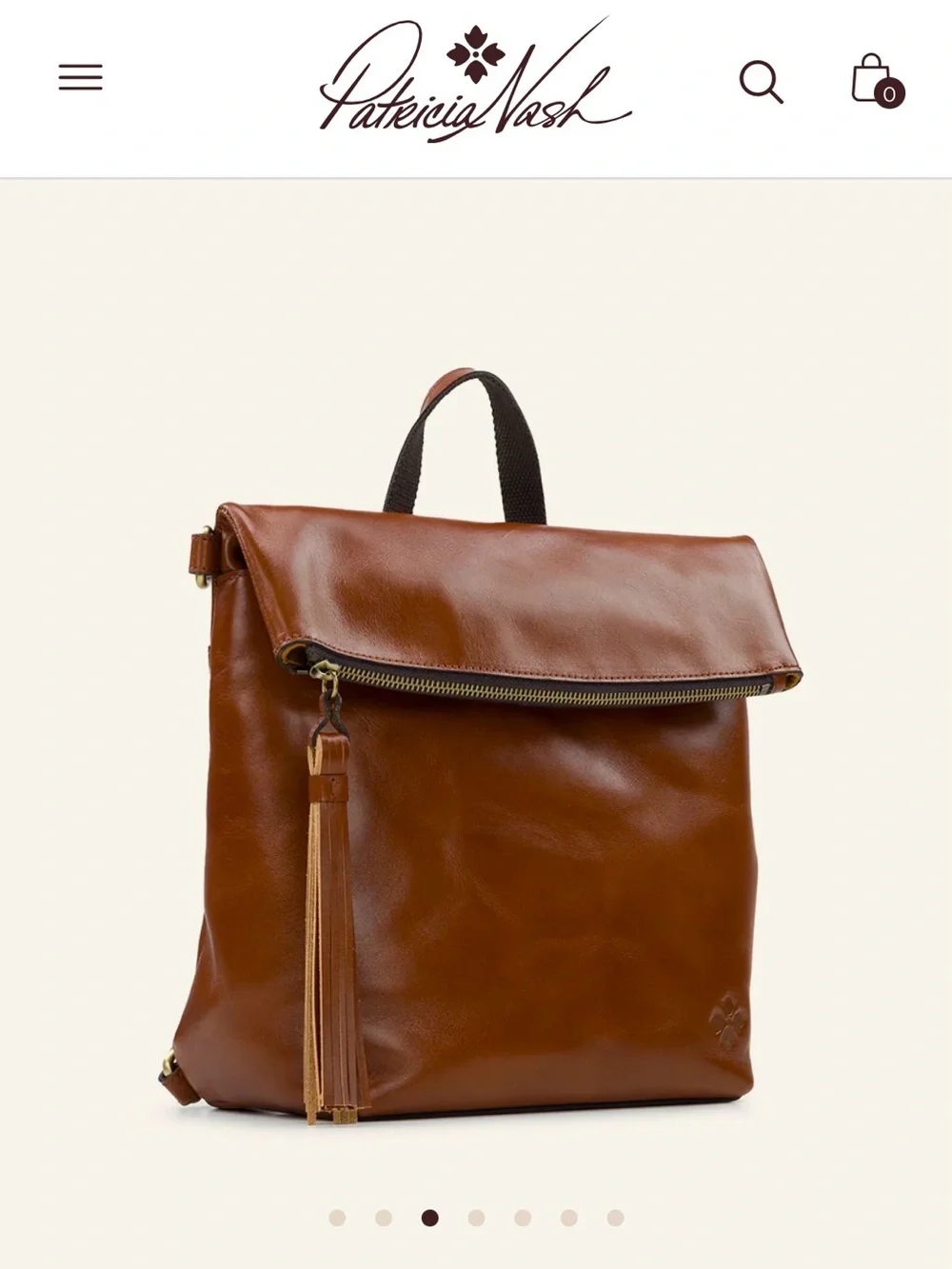 Patricia Nash Cognac Luzille Brown Leather Tassel Backpack